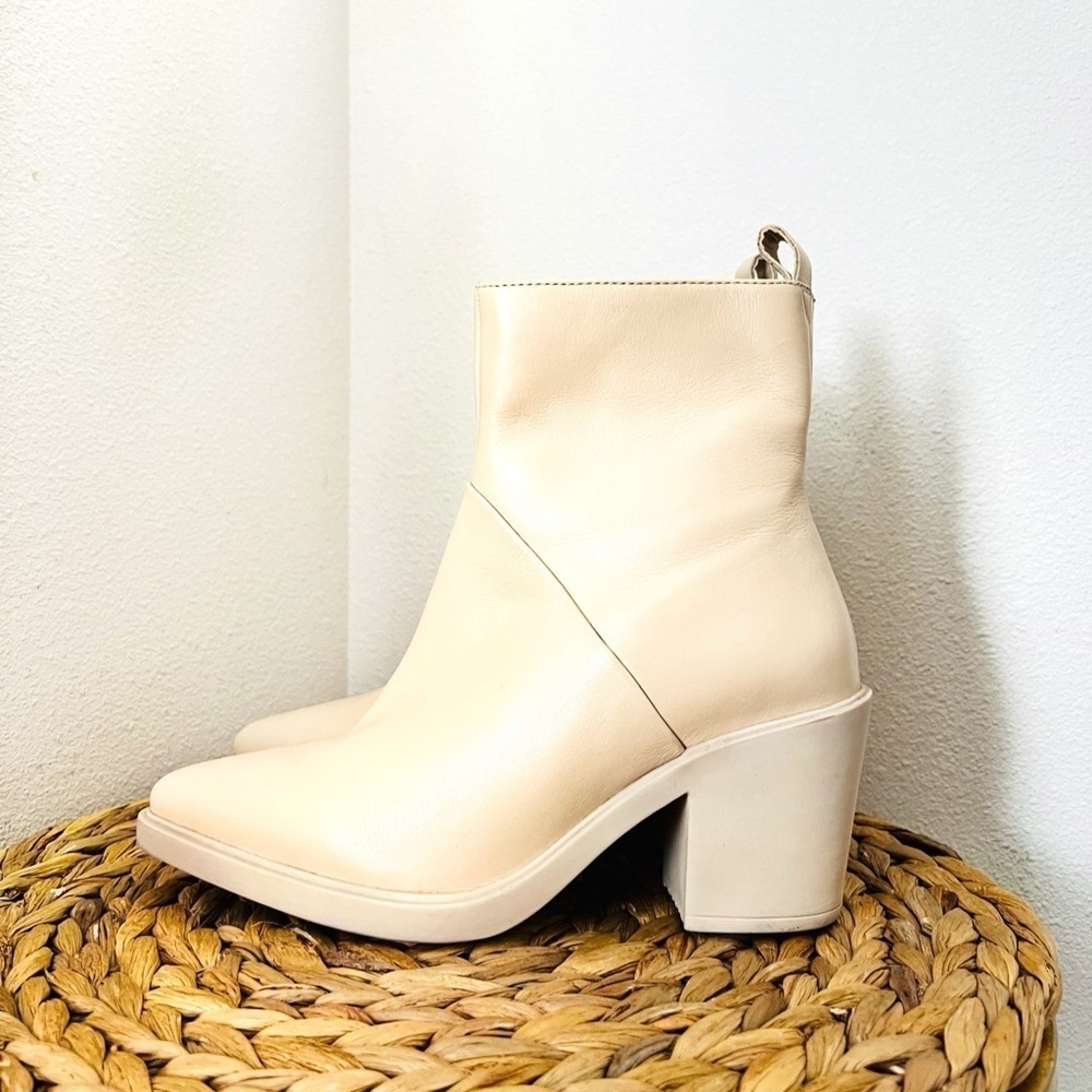 SEYCHELLES Booties SHINING STAR LEATHER POINTED TOE MID-CALF BOOTS cream ivory - Picture 3 of 7